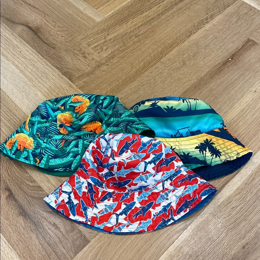 Lot of Three Reversible Swim Bucket Hats